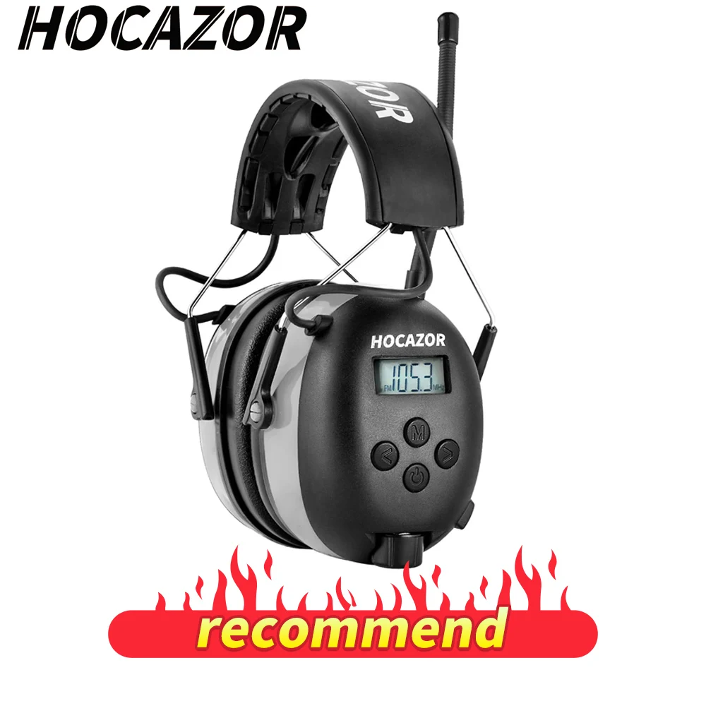 HOCAZOR Safety Earmuffs FM/AM Radio Headphones Ear Protection Muffs NRR 25dB Hearing Protector for Mowing Work Shops Snowblowing