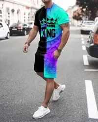 Urban Fashion T-Shirt Daily Street Men's Short Sleeve T-Shirt and Shorts Set Outdoor Shorts Summer 3D Printed Men's Sports Suit