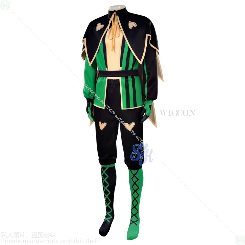 Freakk ハーレクイン コスプレ ピエロ グリーン ブラック ゴールド 制服ウィッグ ホラー マスク ハロウィン ロールプレイ