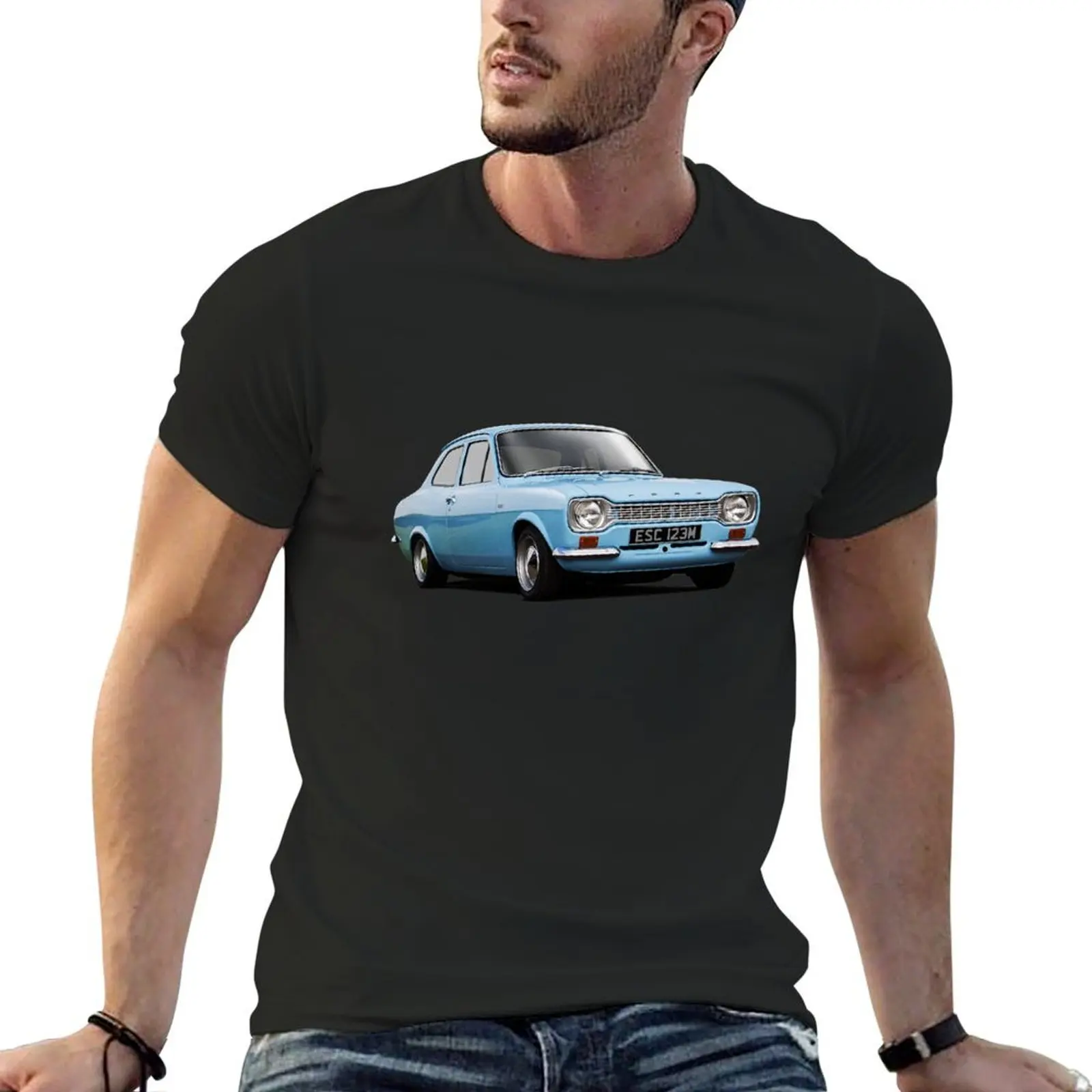 

Escort in blue T-Shirt blacks summer top graphic shirts men