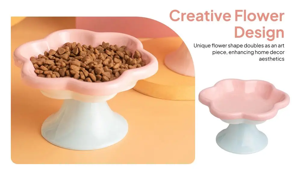 Raised Ceramic Cat Bowls with Non Slip Base Drinking Bowl for Cats Dogs Pet Feeder Food Dish