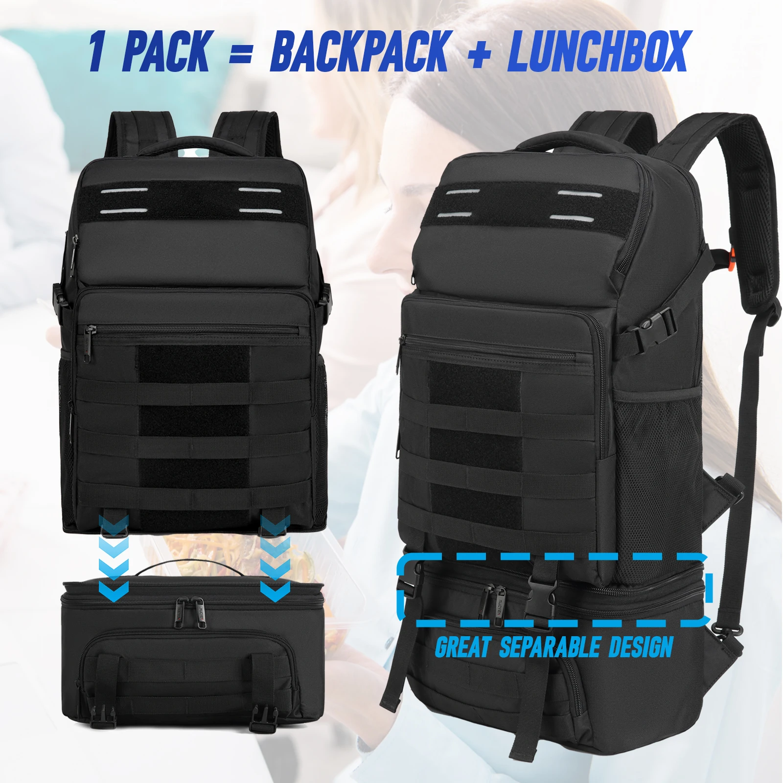 

Lunch Backpack 15.6 Inch laptop Backpack with Insulated Compartment Cooler Outdoor Hiking Travel Waterproof Backpack Detachable
