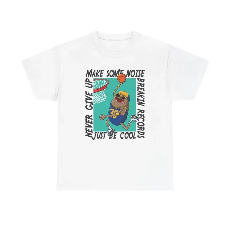 Never Give Up Make Some Noise T-Shirt Basketball aus schwerer Baumwolle