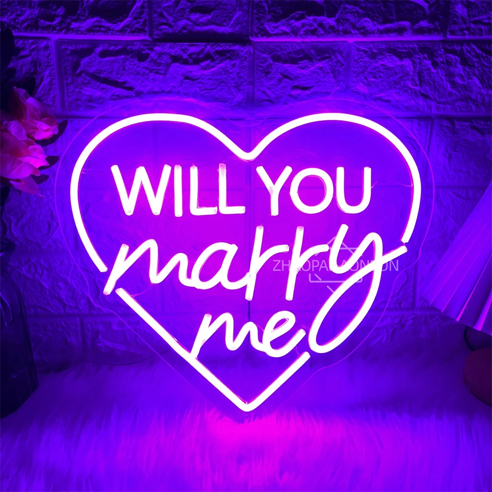 Will You Marry Me Neon Led Signs Wedding Bedroom Decoration Neon Lights USB Party Home Room Wall Decor Wedding Neon LED Signs