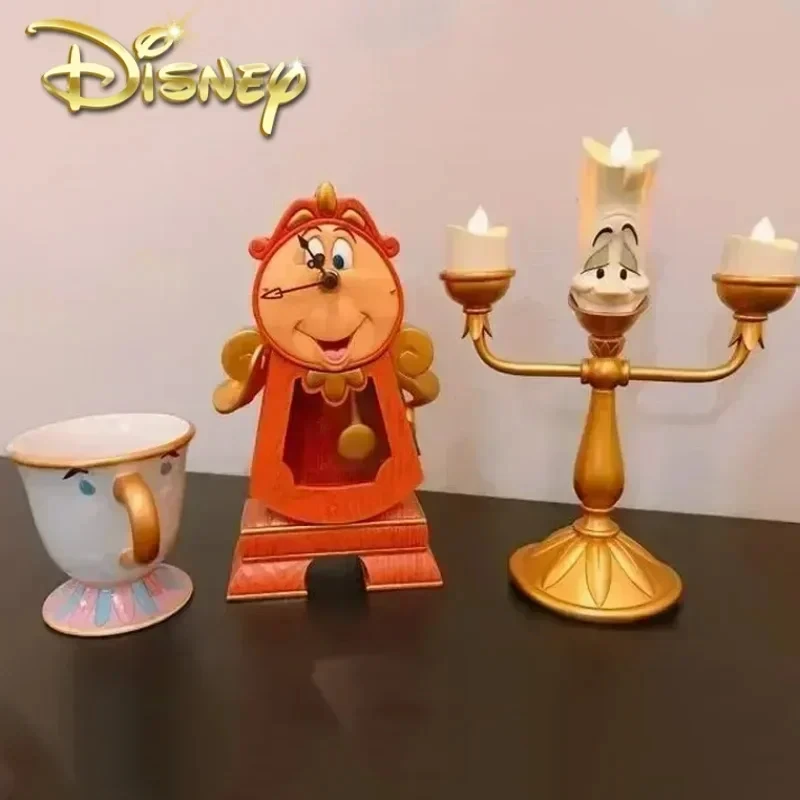 Disney Hot Toy Beauty And The Beast Action Figures Cogsworth Mr Clock Lumiere Candle Lamp Statue Figure Home Decoration