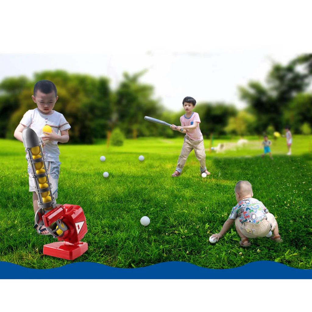 Electronic Baseball Beating Machine with Six EVA Balls, Tennis Rackets Ball Launcher for Kids 4+ Children Girls Boys