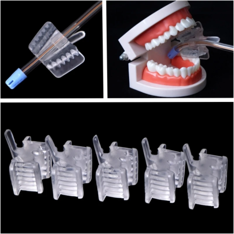 5pc Dental Silicone Bite Block with Saliva Ejector Hole Mouth Opener Occlusal Pad Cheek Retractor Oral Care Tools