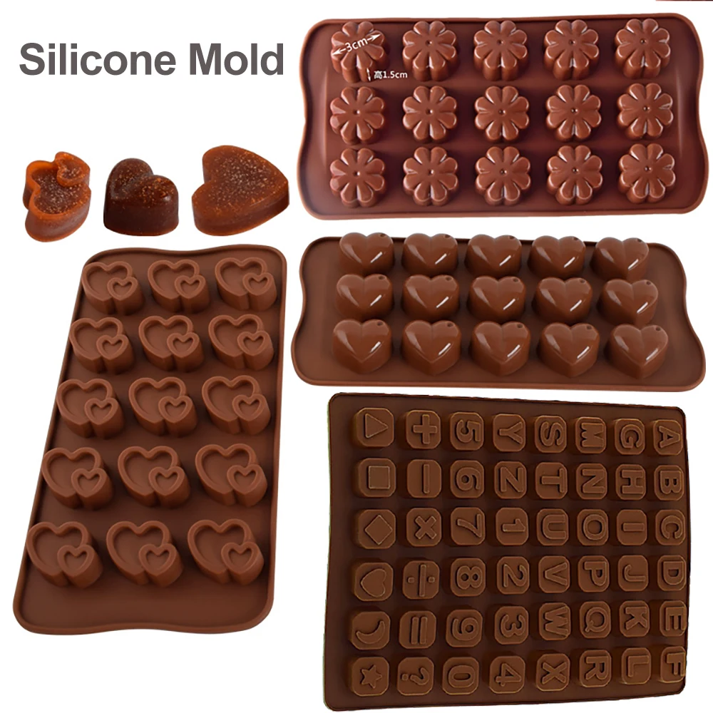 Handmade Dubai Chocolate Mold Candy Jelly Pudding Bar Mould Flower Animal Heart Shape Silicone Molds Kitchen Baking Tool