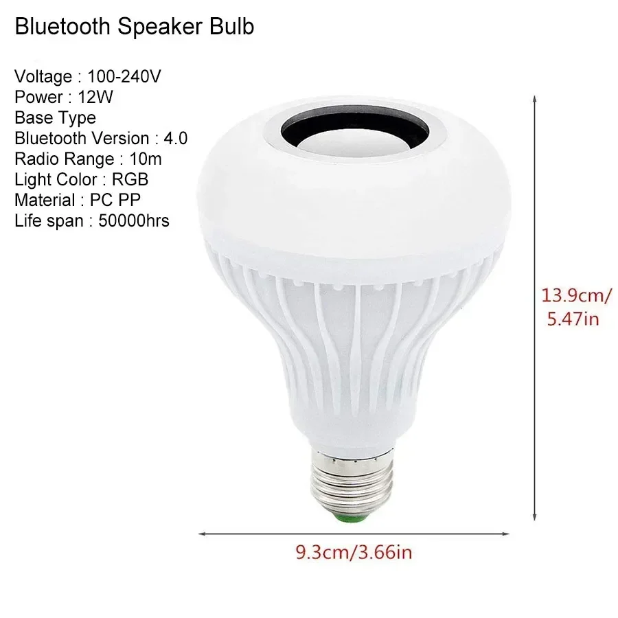 Lâmpada Musical Bluetooth E27, Luz Ambiente de Palco com Controle de Som, Lâmpada de DJ com Controle Remoto para Bares e Festas