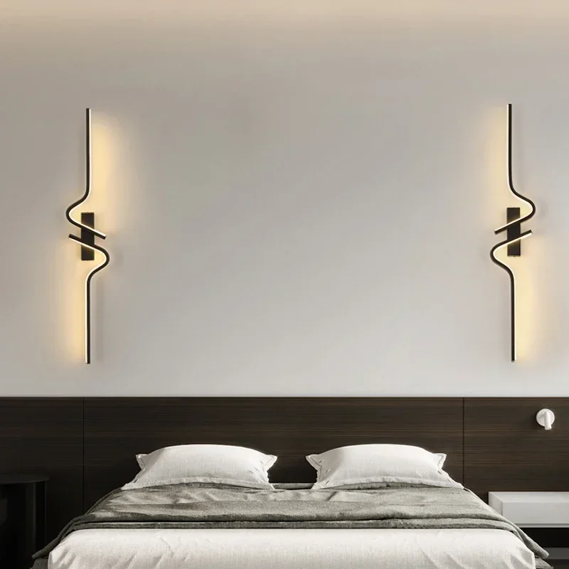 Modern Minimalist Creative Strip Led Wall Lamp Bedroom Bedside Wall Sconce for Living Room TV Sofa Background Wall Lamp