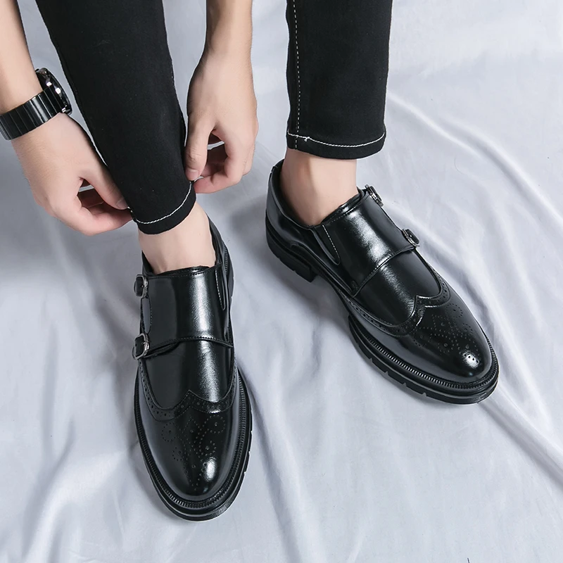 

Men's comfortable business double-buckle leather shoes for autumn 2025