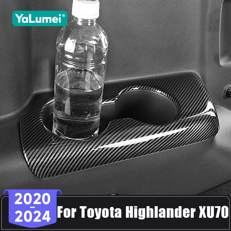 

For Toyota Highlander XU70 Hybrid 2020 2021 2022 2023 2024 Car Rear Armrest Box Water Cup Trim The Third Drain Cup Panel Cover