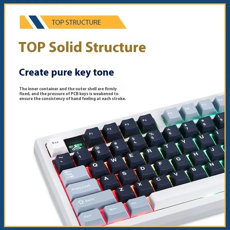 Darmoshark Mechanical Keyboard TOP98, Tri-Mode, Side-Printed, RGB Customizable Full Key Hot-Swappable Personalized Switch