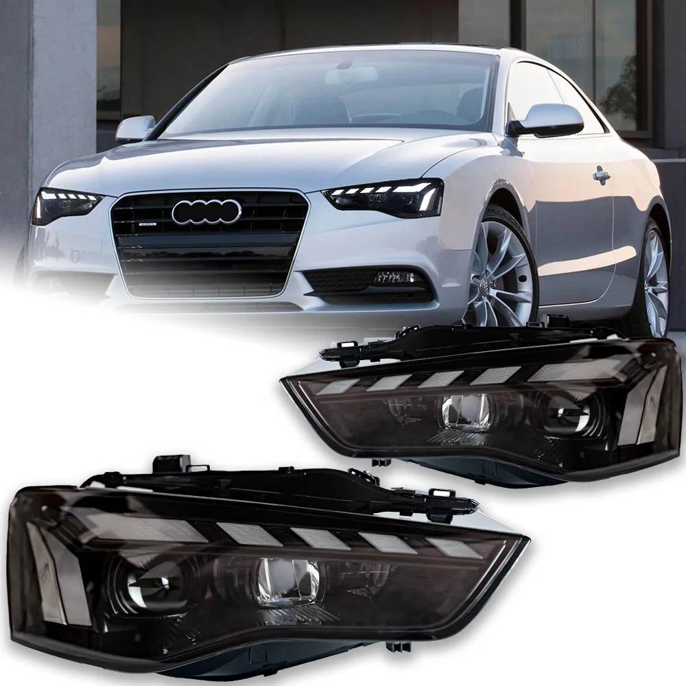 Luces de coche para Audi A5, lente de proyector de faros 2008-2016, lámpara de cabeza de señal dinámica, faros LED, accesorios automotrices Drl