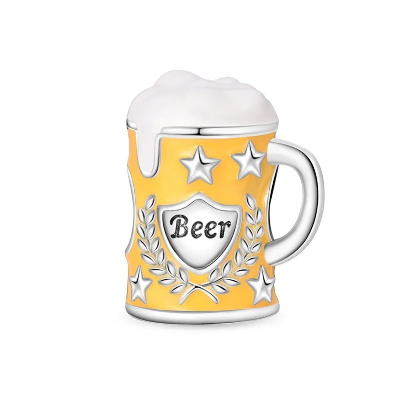 Fashion 925 Sterling Silver Carnival Beer Glass Charms Bead Fit Original Bracelet DIY Women Party Jewelry