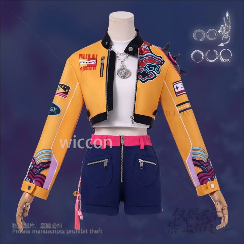 Аниме Охотники на демонов Зои Мира Руми Кпоп Косплей Желтое пальто Костюм Женский фэнтезийный костюм Полный комплект Ролевая игра Хэллоуин Вечеринка