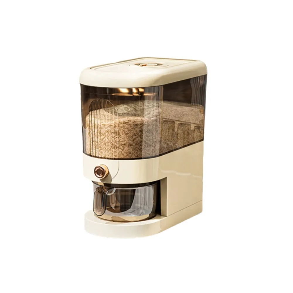 

5/10kg Rice Dispenser Moisture Proof Sealed Rice Storage Container Insect-proof Built-In Measuring Cup Beans Storage Bin Cereal