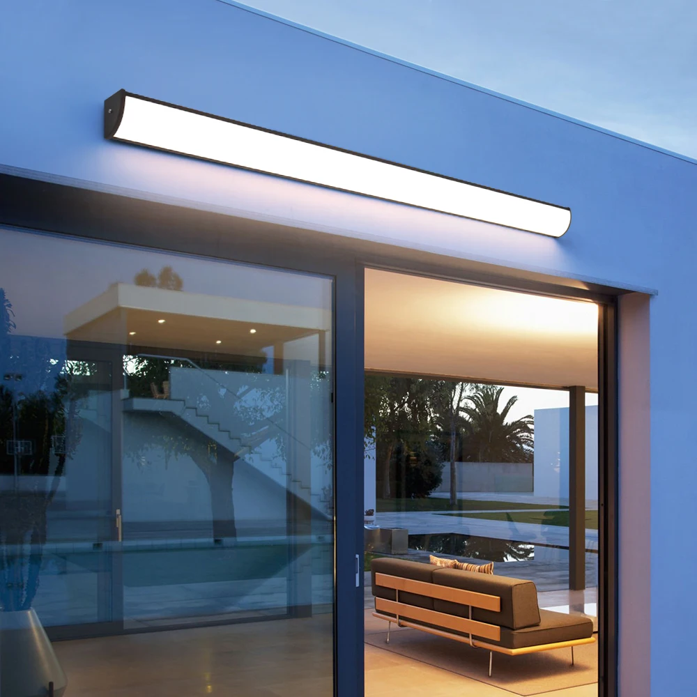Outdoor Wall Lamp Minimalist Long Wall Light IP65 Dimming Remote Control Garden Villa Porch Patio Bedroom Background Wall Lamp
