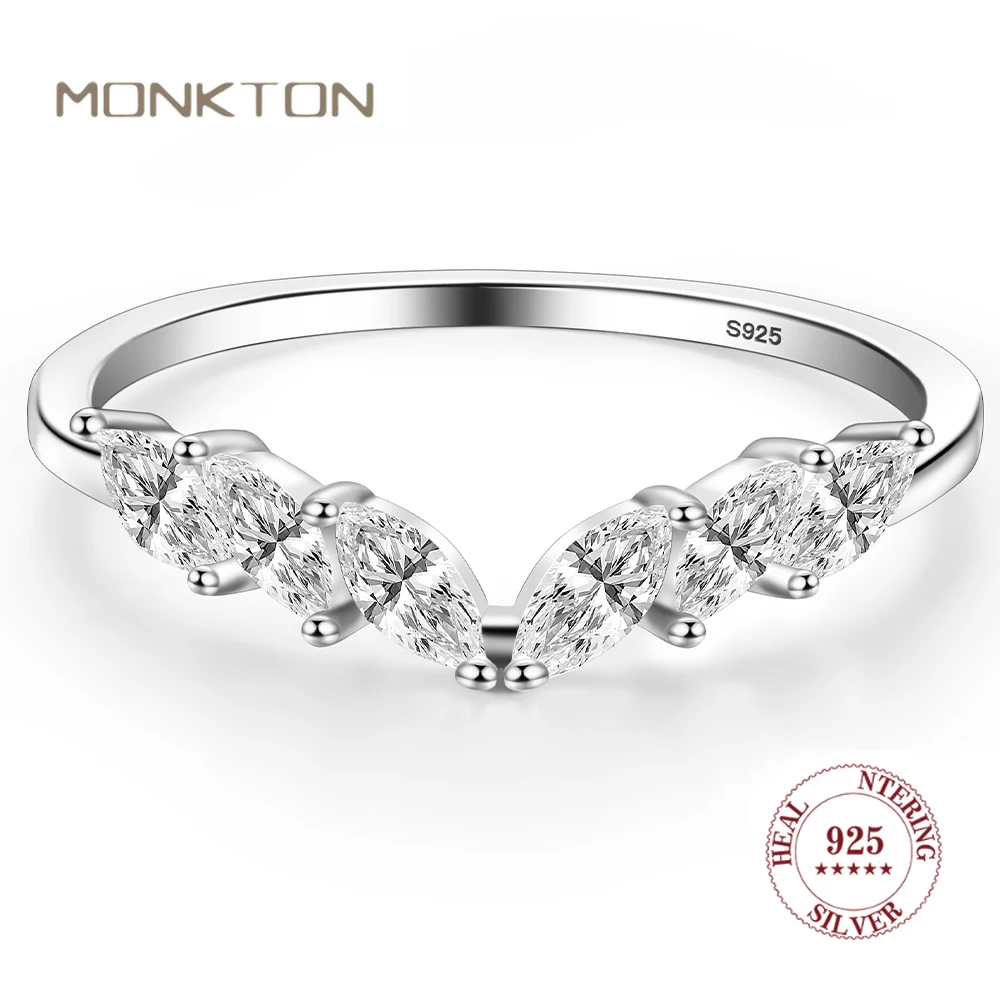 

Monkton 925 Sterling Silver Sparkling Stackable Zirconia Rings for Women Crown Engagement Finger Rings Fine Jewelry Anillos Ring