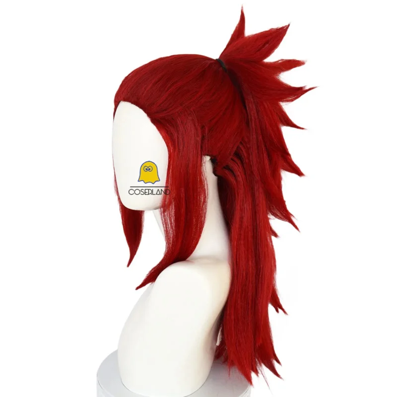 Renji Abarai Cosplay Wig Anime Bleach Dark Red Long Hair Ponytail Headband Thousand-Year Blood War The Separation 6th Division
