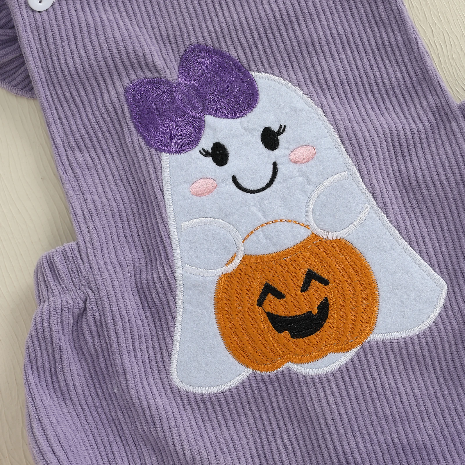 

Tregren 0-18M Infant Baby Girl Halloween Outfits Ruffle Sleeveless Bow Ghost Embroidery Romper with Headband Set Newborn Clothes