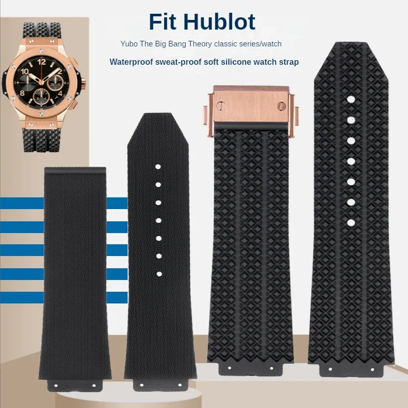 Compatible Men\'s Sport  Accessories For Hublot Silicone Sweat-proof Watch Strap Yubo Big Bang Classic Fusion 26x19mm 24x17mm