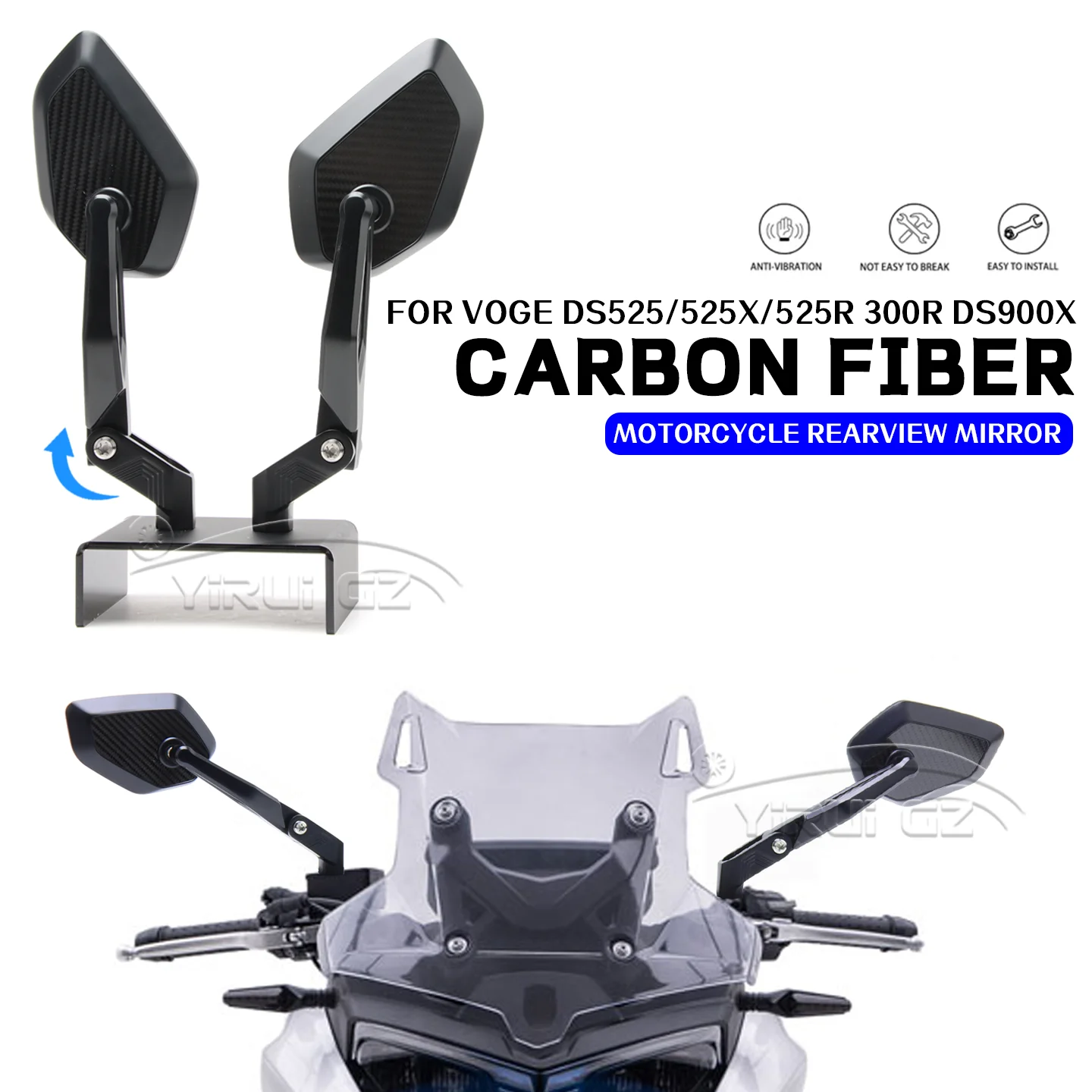 

Motorcycle rearview mirrors Rearview Side Mirror Foldable mirrors rod anti-glare mirrors FOR VOGE DS525 300R 525R DS525X DS900X