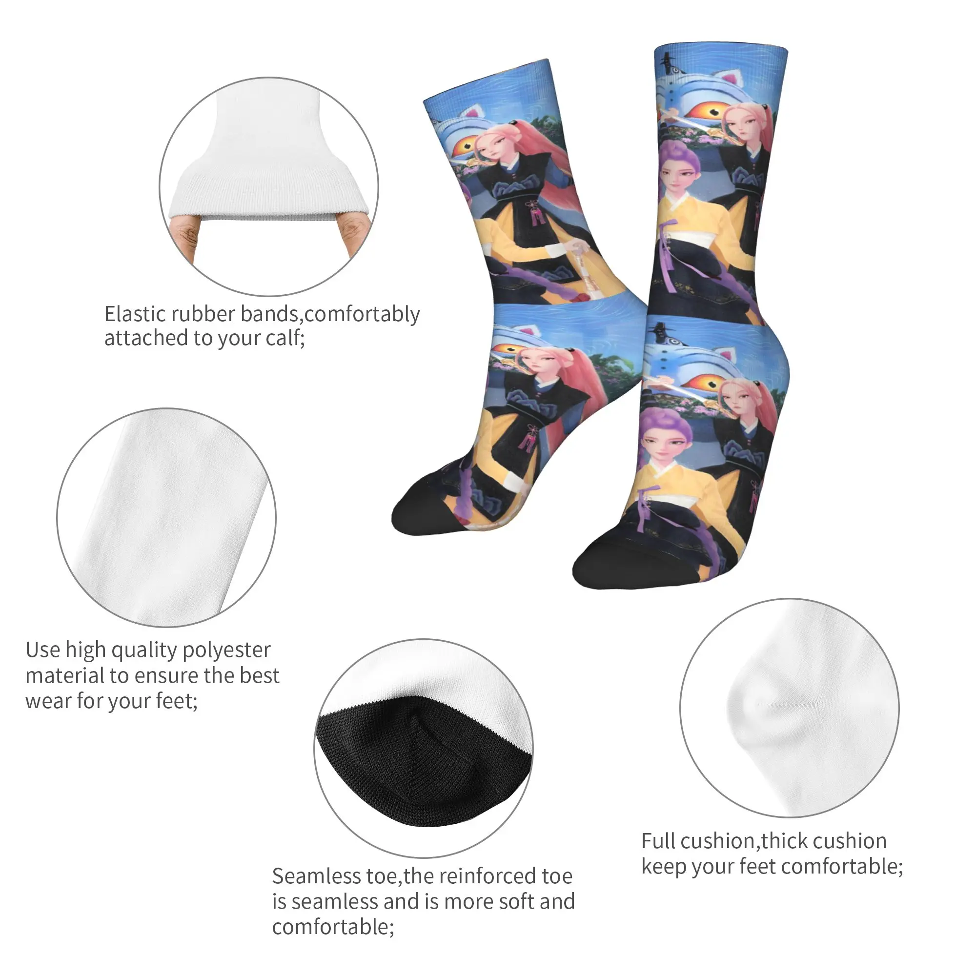 رومي ميرا زوي Kpop شيطان الصيادين الجوارب المضادة للانزلاق جوارب الرجال لينة في الهواء الطلق الجوارب الخريف العصرية جوارب مطبوعة