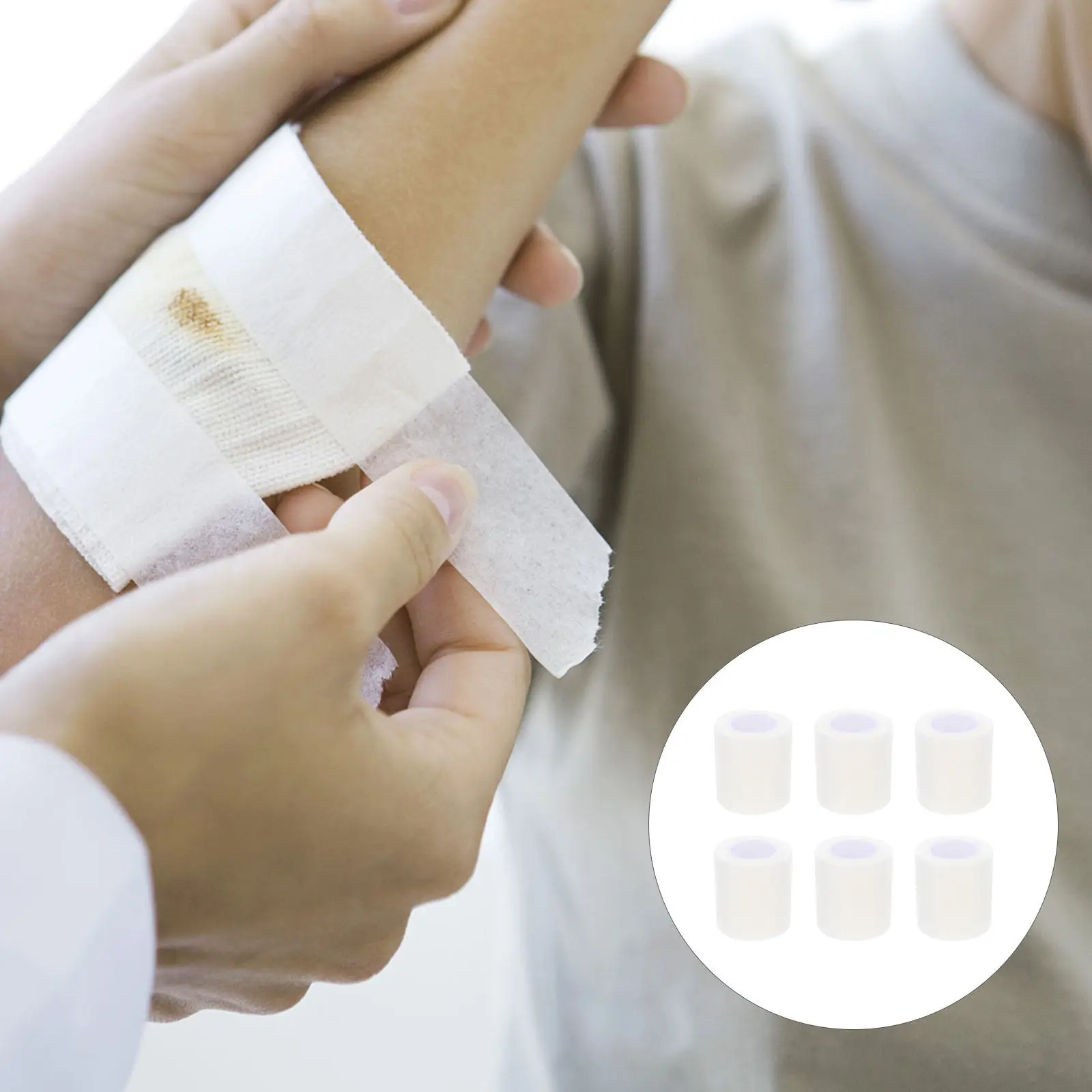 

6 Rolls Professional Medical Tape Tearable Adhesive Wound Care Fixing Tape for Needle Infusion Surgical Nursing Skin Friendly