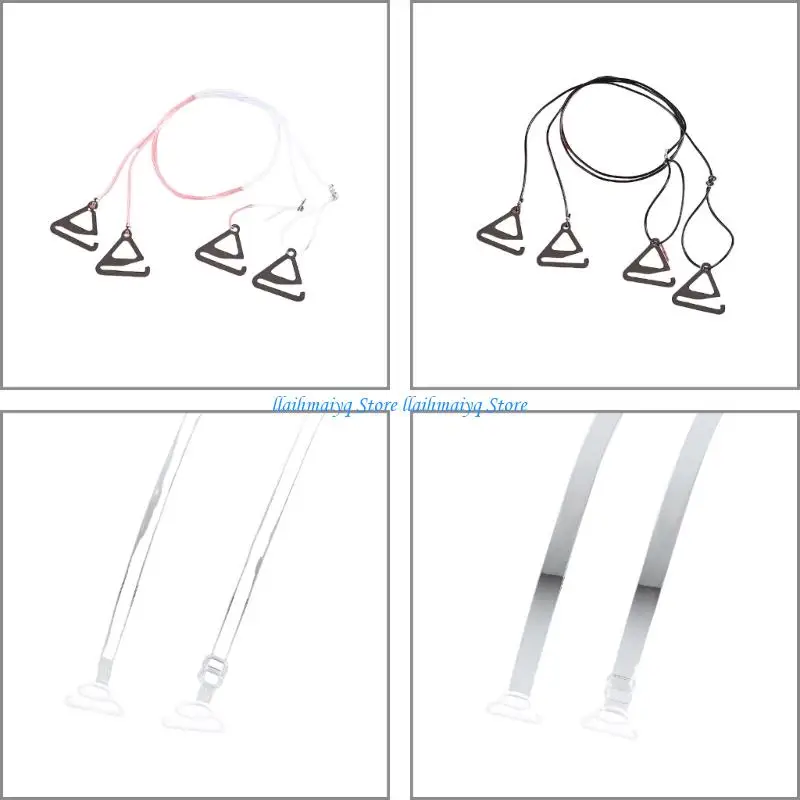 

573B Women's Invisible Thin Shoulder Support Straps Extended Length Clear TPU Strapless Dresses Underwear Bra Straps