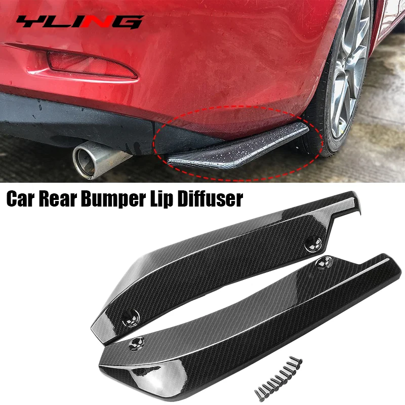 

2 PCS Protector Parachoques Coche Carbon Fiber Spoiler Universal Car Rear Bumper Lip Diffuser Side Skirt Extension