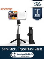 Cell Phone Selfie Stick Tripod Bluetooth Remote Wireless Phone Holder Stand with Quick Mount Series Q for Phone