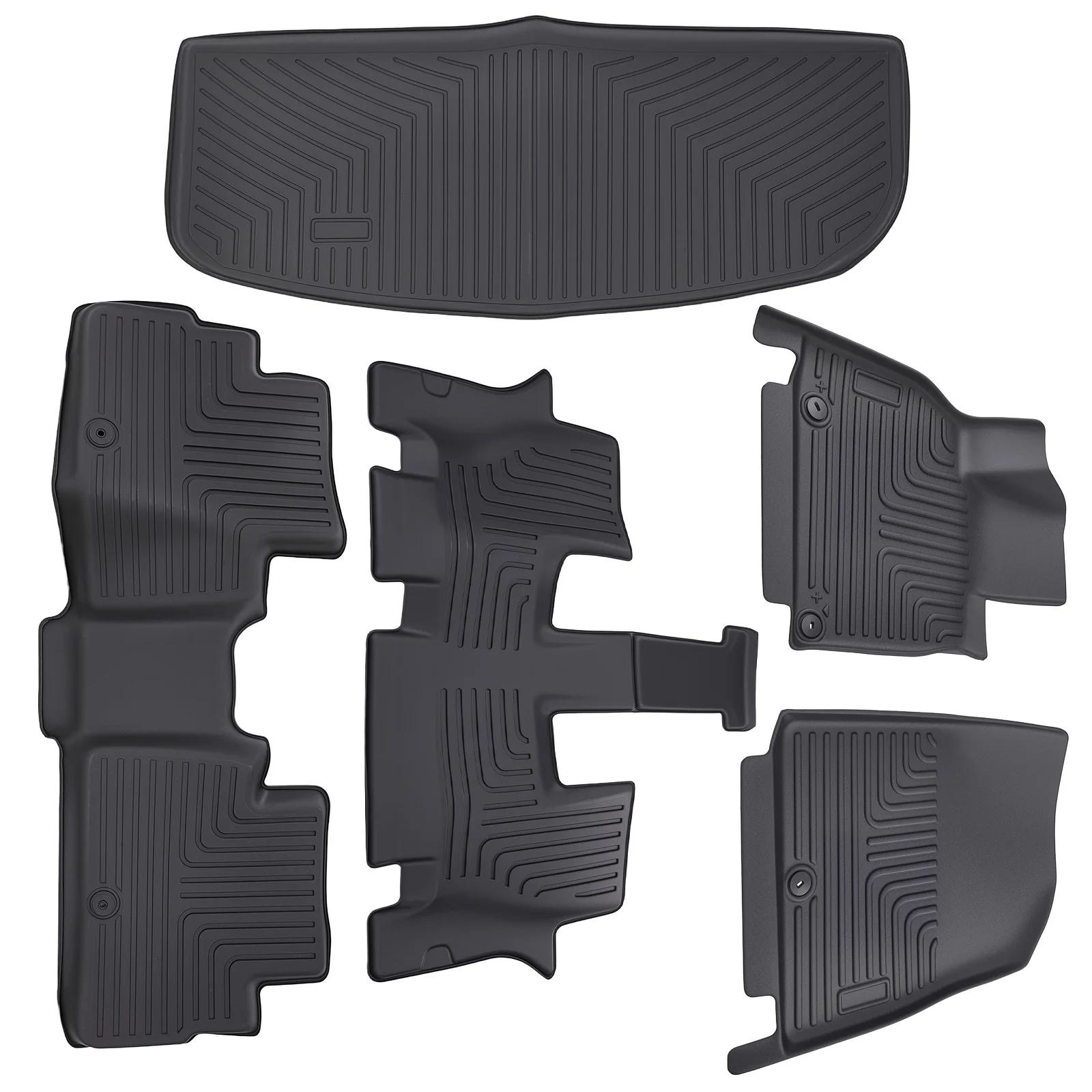 

Black All-Weather Floor Mats for Kia Telluride 2020-2025 TPE Rubber Floor Liners