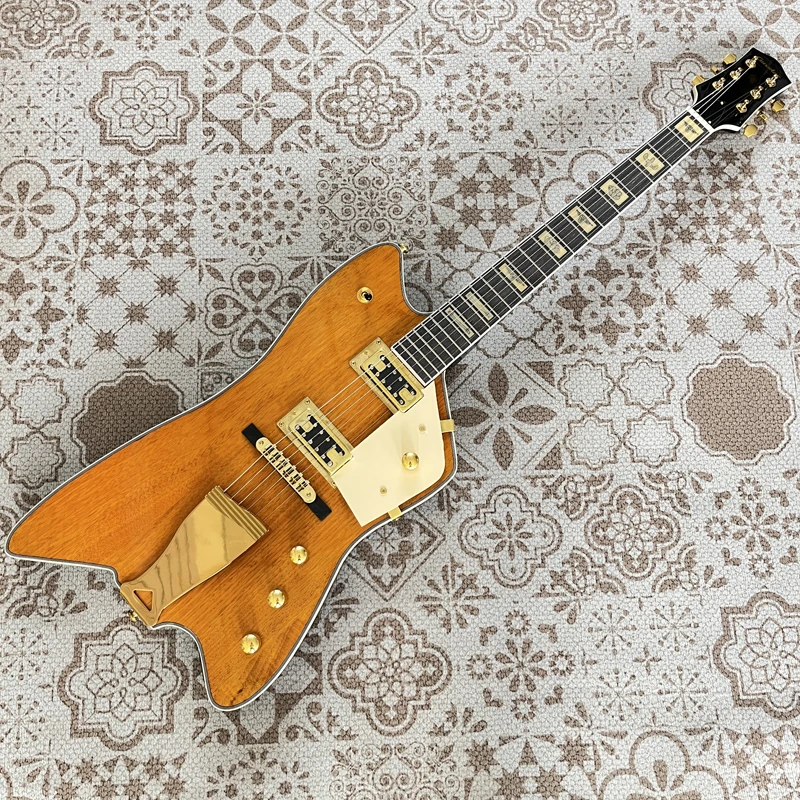 Custom BillyBo Jupiter Orange Electric Guitar  Gold Hardware,Cow & Cactus Western Motiff Fretboard Inlays,In stock free shipping