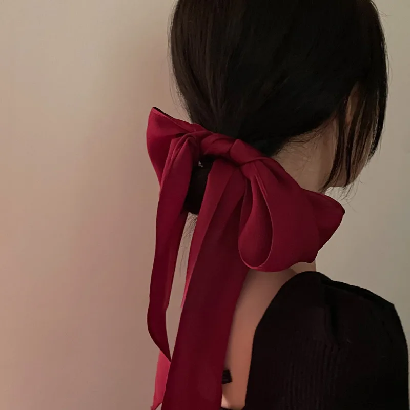 Long Solid Color Mirror Satin Hairband Headdress Necktie Ribbon Scarf Bag Wrist Bandana Girl Smooth Shiny Silk Bandana Headwrap