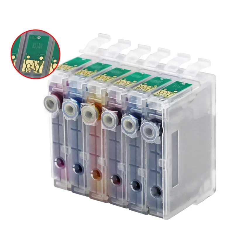 85 85N T0851 - T0856 refillable ink with auto reset chip cartridge compatible for Epson 1390 A3 R1390 printer