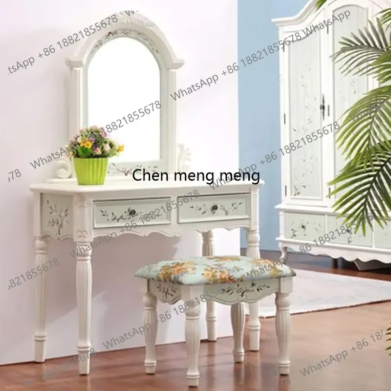 

Girl Bedroom Dresser Eithe Stool Nordic Wood Hotel Luxury Makeup Dressing Table Mirror Living Room Schminktisch