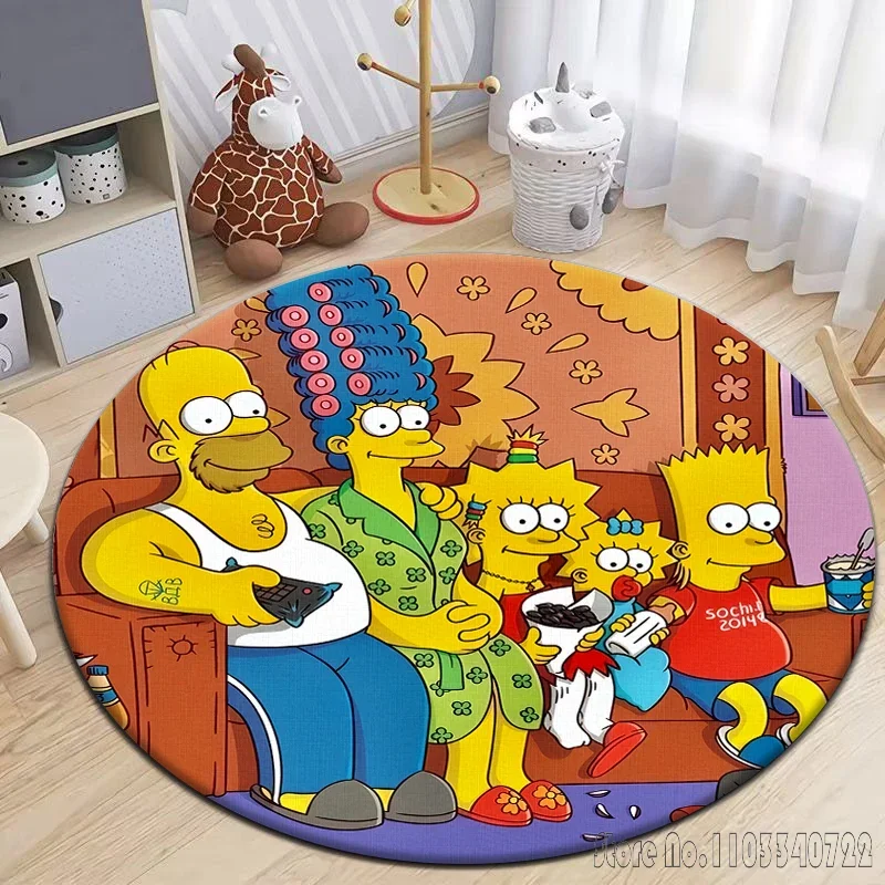 Cartoon The S-Simpsons Round Carpet 60-120cm Crawling Game Non-slip Floor Mat for Kids Rug Living Room Decor