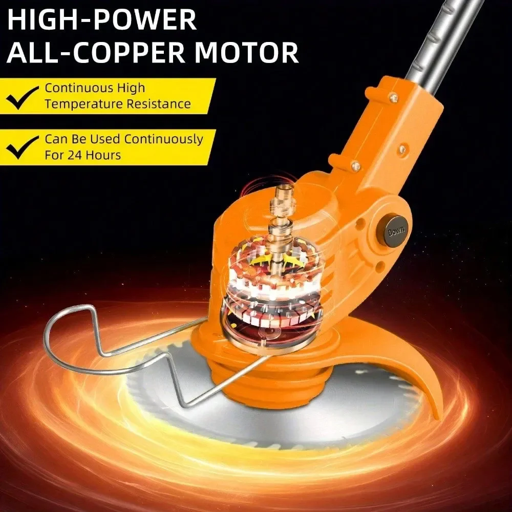 

In 1 Rechargeable Lawn Mower Agricultural Weeder, Portable, Yellow