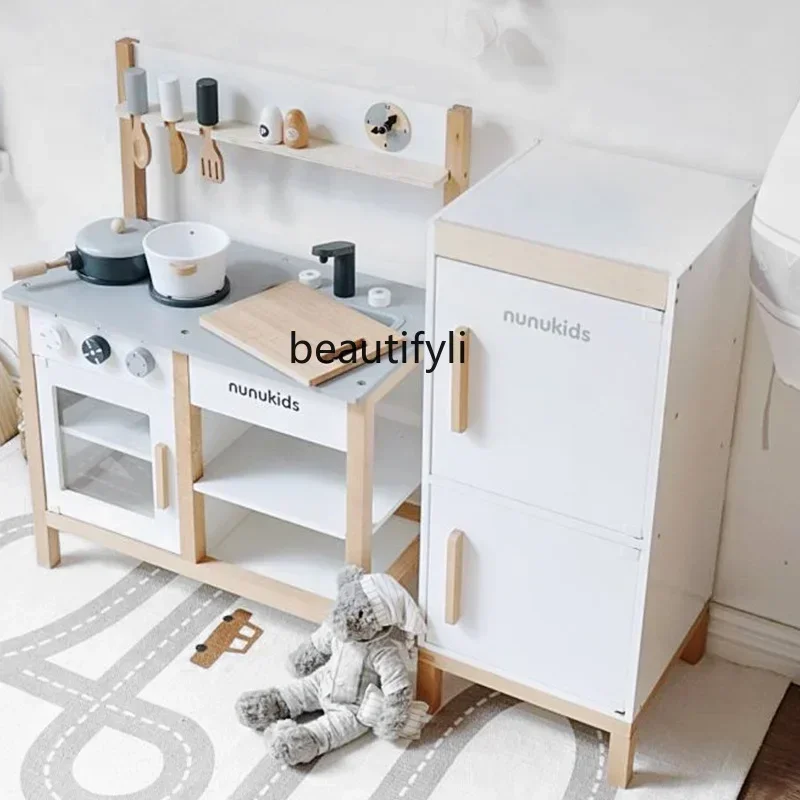 Simulatie koken keuken koelkast set pop houten houten kleuterkachel speelgoed