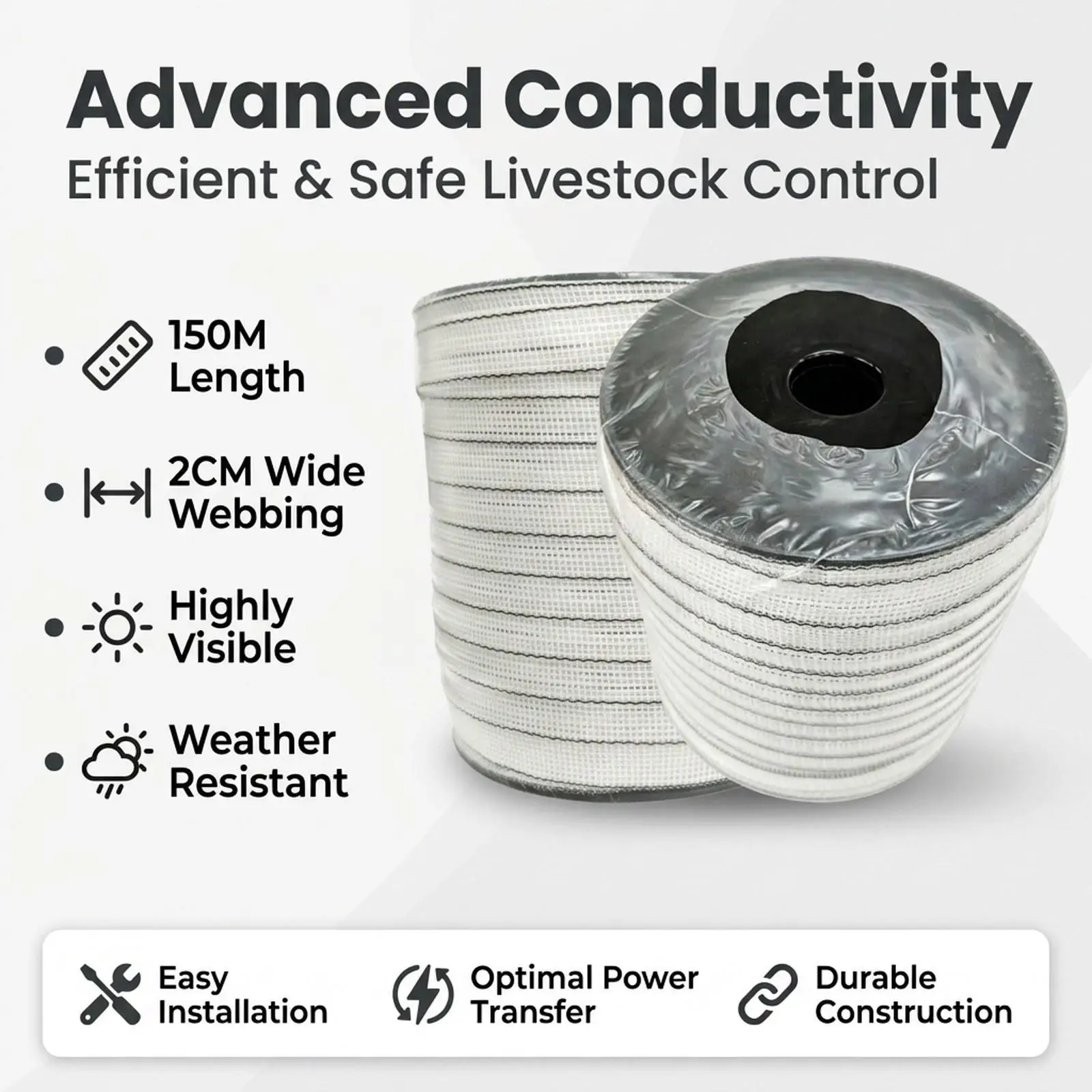 Electric Fence Tape Livestock Fence Tape Strength Accessory Rust Resistance 2cm