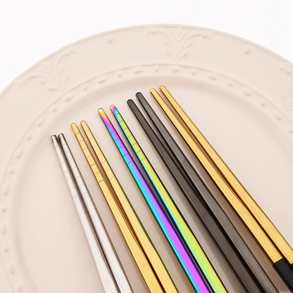 10 قطعة ملعقة سلطة متكاملة شوكة مجموعة أدوات المائدة الفولاذ المقاوم للصدأ السوشي عيدان أواني الطعام الخدمة الغربية شوكة ملعقة أطباق #5