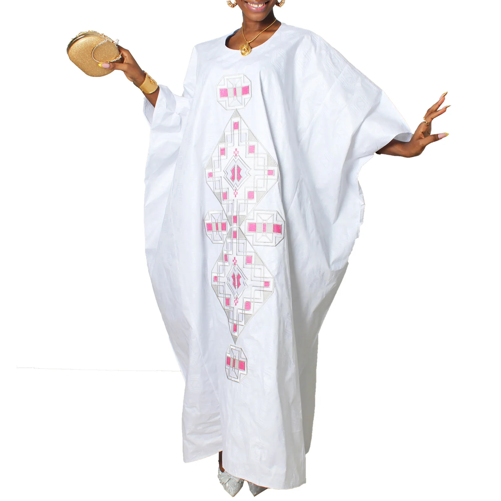 الملابس الأفريقية للنساء بازان الثراء التطريز حجم كبير فستان الكنيسة حفلة أنيقة #3