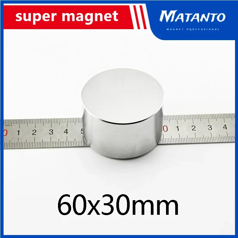 

1PCS 60x30mm N35 Super Powerful Strong Magnetic NdFeB Permanent Neodymium Magnets disc 60x30 mm Big Round Magnet 60*30 mm