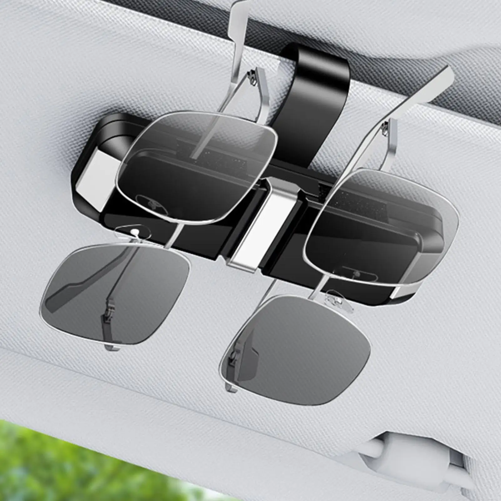Double Clip Car Visor Sunglasses Holder Ticket Card Storage Interior Organizer For Van SUV Sedan Multipurpose Accessories