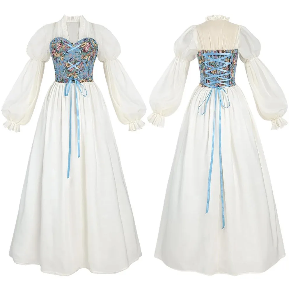 Renaissance Style Corset Waist Dress with Medieval Stage Performance Fairy Dress Fantasy Theme Stage Costume for Men and Women - view 2