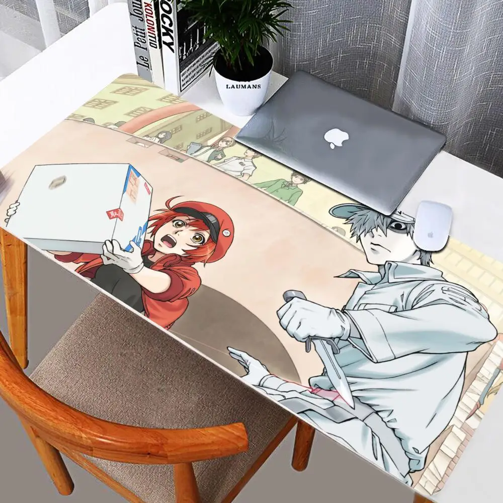 Cells At Work Mousepad Gamer Rug Gaming Keyboard Pad Mouse Keyboards Accessories Table Mat Deskpad PC Gamer Cabinet Deskmat big