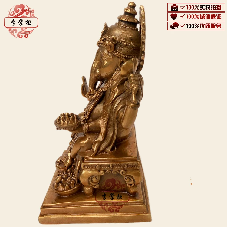 Buddha Statue Nepal Pure Copper India Thailand Wisdom Elephant Head God Of Wealth Bronze Ware Tantric 16CM