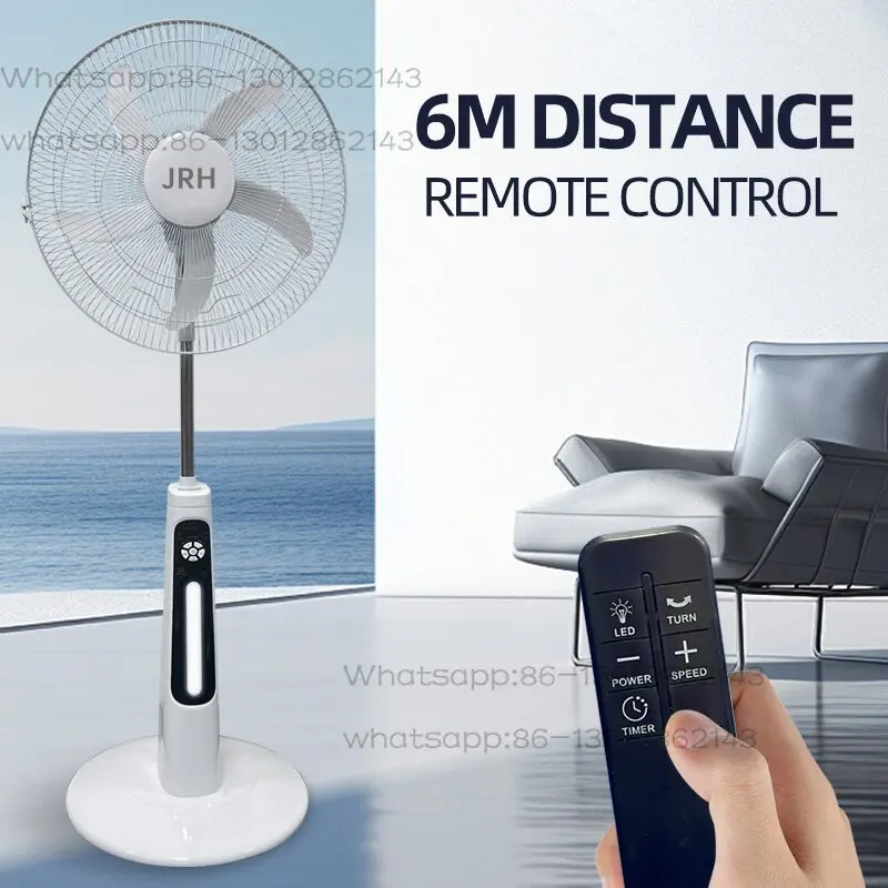 Factory Direct Fan for Home 12v Dc Solar Floor Fan with Battery Solar Panels With 0.5 Hour Timer Remote Control Solar Fan