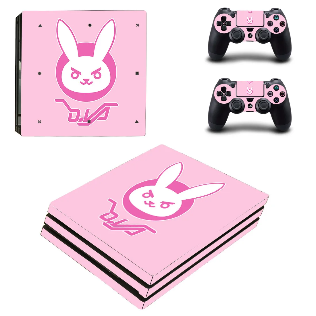 Juego D.va PS4 Pro pegatina de piel cubierta de calcomanía para consola PS4 Pro y 2 fundas protectoras de controladores de vinilo